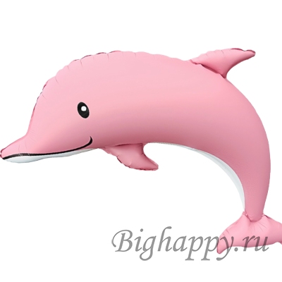 Фольгированный сатиновый шар Большой дельфин, розовый и голубой