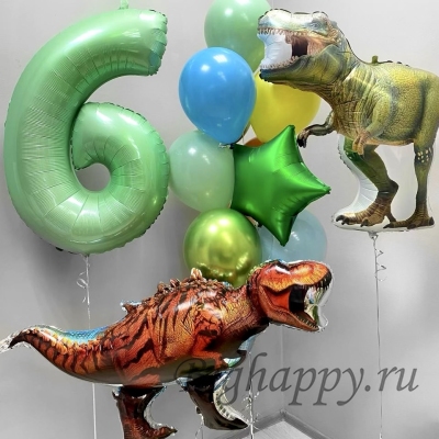 Композиция из шаров на день рождения «Динозавры» фото