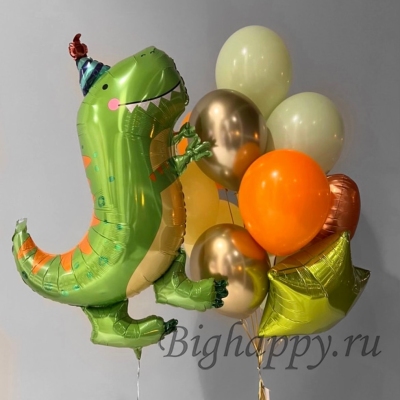 Композиция из шаров «Динозаврик праздничный» фото