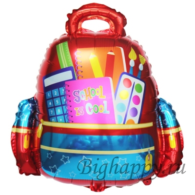 Фольгированный шар с гелием «Рюкзак школьный» красный
