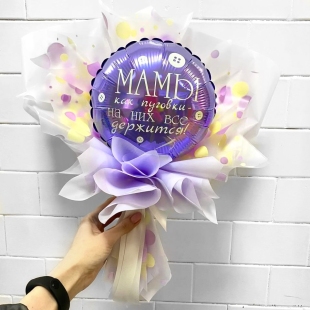 Букет с фольгированным мини кругом &laquo;Маме&raquo; фото