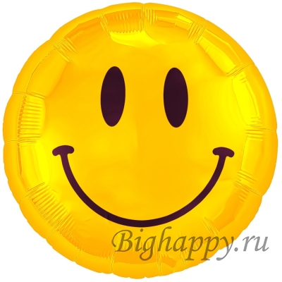Фольгированный шар круг Смайлик