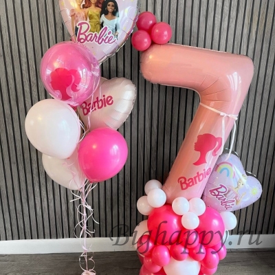 Шарики с цифрой «Барби» на день рождения фото