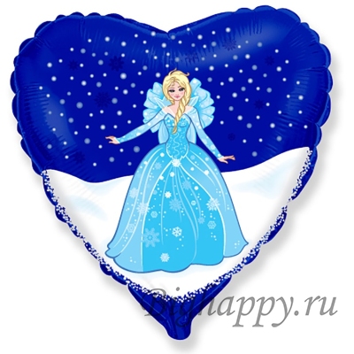 Синий шар в форме сердца &quot;Холодное сердце&quot; с Эльзой фото