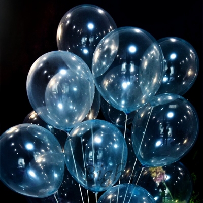 Голубые (синие) прозрачные шары с гелием фото