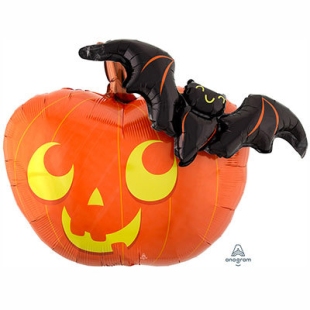 Фольгированный шар "Тыква и Летучая мышь" фото