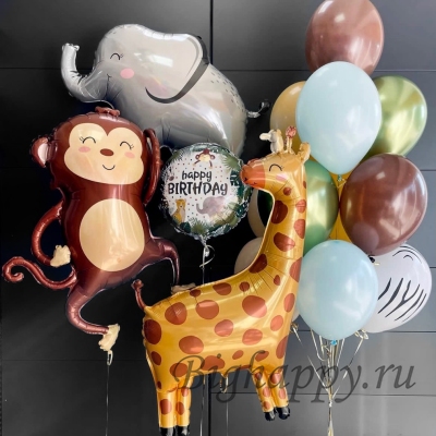 Воздушные шары на день рождения «Животные тропического леса» фото