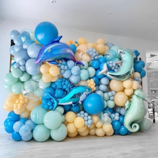 Фотозона &ndash; стена из шаров &laquo;Морские обитатели&raquo; фото