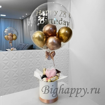 Бабл-бокс на день рождения с шаром баблс и шариками внутри фото