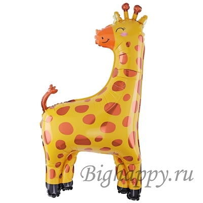 Фольгированный шар &quot;Пятнистый жираф с рожками&quot; фото