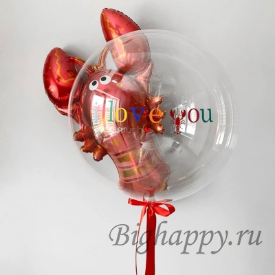Фольгированный лобстер и большой шар Bubble с надписью фото