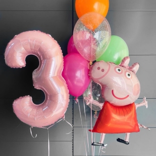 Композиция из шаров на день рождения ребёнка «Свинка Пеппа»