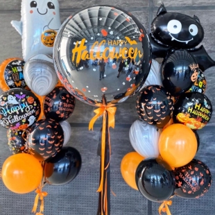 Композиция из воздушных шаров «Happy Halloween» фото