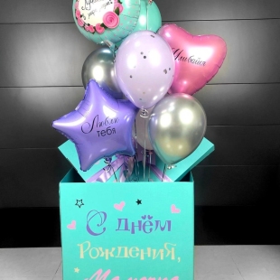Коробка – сюрприз с шарами «Любимой мамочке» фото