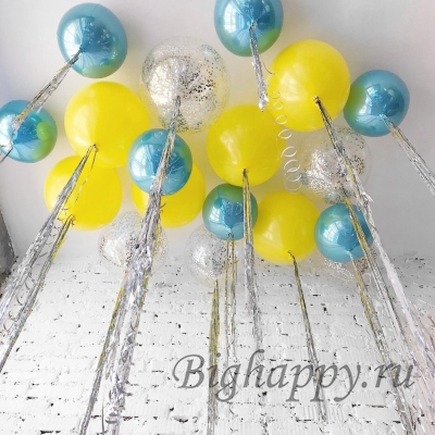Воздушные большие шары с дождиком Сверкающий праздник