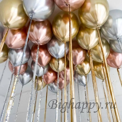 Гелиевые шары-хром с дождиком фото