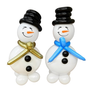 Фигура из шаров "Улыбающийся снеговичок в черной шляпе" фото