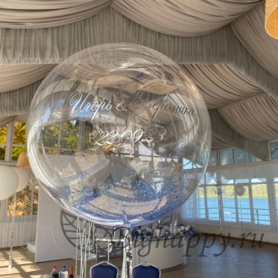 Большой шар Bubbles с конфетти и надписью фото
