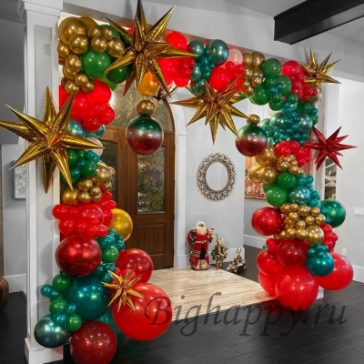 Чарующая арка из воздушных шаров на Новый год и Рождество фото