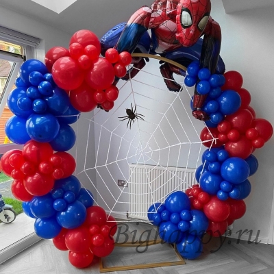 Фотозона из шаров &quot;Человек Паук и паутина&quot; фото