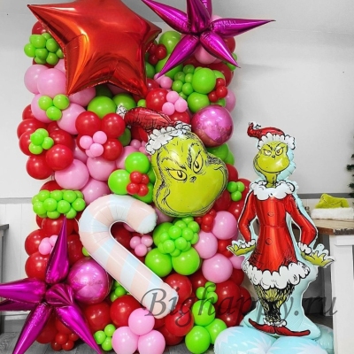 Новогодняя фотозона из шаров в стиле &quot;Гринч - похититель Рождества&quot; фото