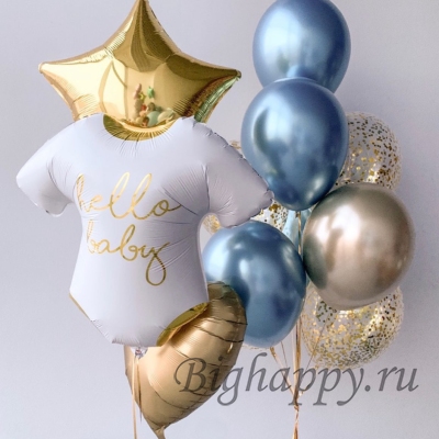 Воздушные шары на выписку из роддома «Hello Baby» фото