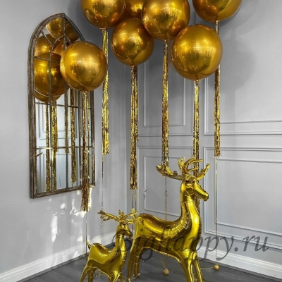 Композиция из фольгированных шаров «Золотой олень» фото