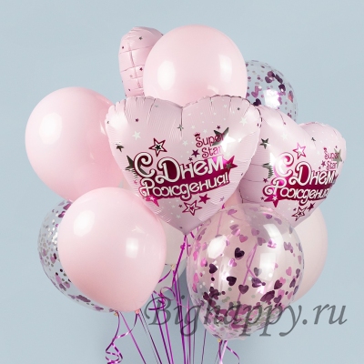 Связка шаров в стиле Барби &quot;С Днем рождения, Superstar&quot; фото