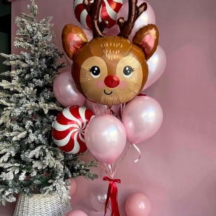 Новогодний набор шаров &quot;Олень Рудольф и праздничные леденцы&quot; фото