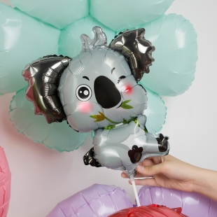 Фольгированный мини-шар "Коала" на палочке, 36 см фото