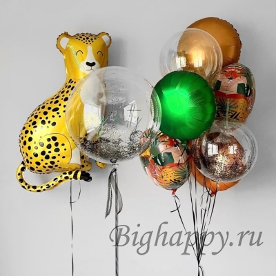 Воздушные шары в стиле джунгли с фольгированным гепардом фото