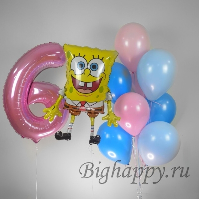 Воздушные шары на день рождения «Губка Боб» фото