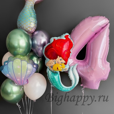 Воздушные шары с цифрой «Русалочка» фото