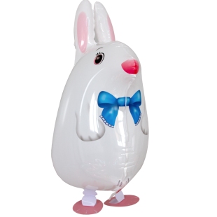Фольгированный ходячий шарик на Пасху "Белый заяц", 61 см фото