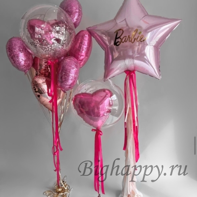 Оформление воздушными шарами в стиле «Барби» фото