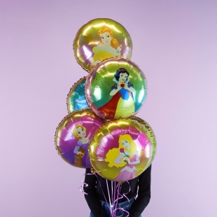 Фольгированный круглый шар &quot;Белоснежка, Рапунцель, Золушка, Аврора или Белль&quot; фото