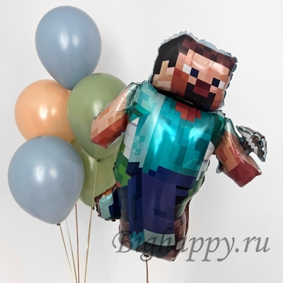 Воздушные шары с гелием «Стив Майнкрафт» фото