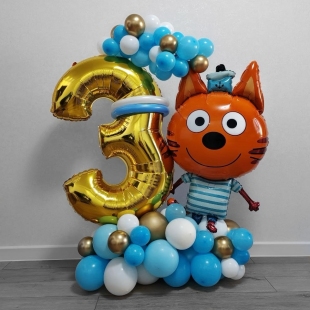 Напольная композиция "Коржик и цифра"в стиле "Три кота" фото