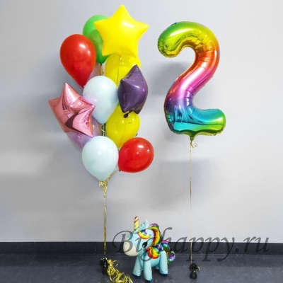 Набор шаров на день рождения «Радужный единорог» фото