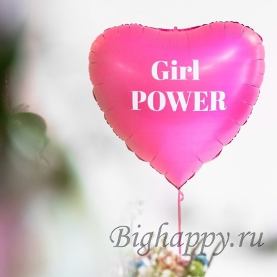 Фольгированное розовое сердце &quot;Girl Power&quot; для девушек фото
