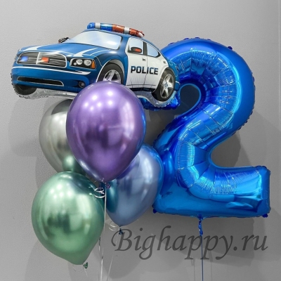 Композиция шаров с полицейской машиной фото