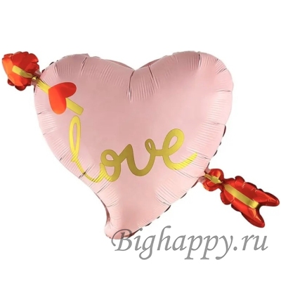 Шар "Сердечко Love со стрелой Купидона" фото