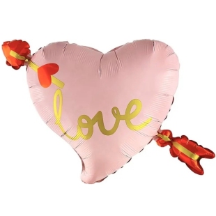 Шар "Сердечко Love со стрелой Купидона" фото