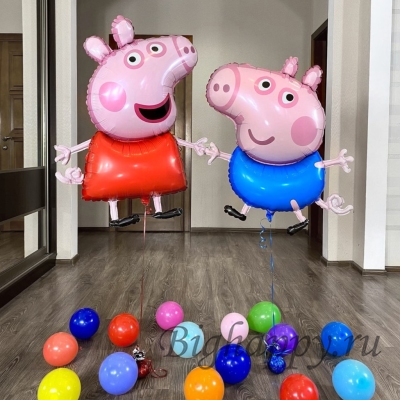 Фольгированные шары «Свинка Пеппа и Джордж» фото