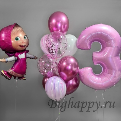 Розовые шарики &quot;Маша и Медведь&quot; для девочки на День рождения фото