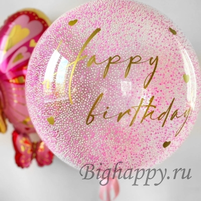 Большой прозрачный шар с цветным круглым конфетти и Вашей надписью фото