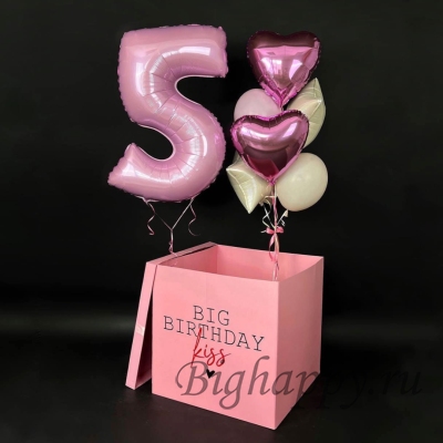 Коробка-сюрприз с шариками внутри розовая для дочки &quot;Большой День рождения&quot; фото