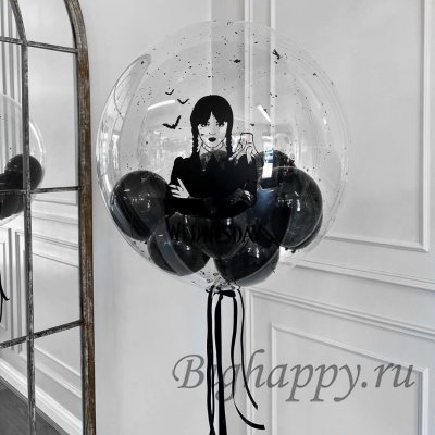 Прозрачный шар Уэнсдей (Wednesday) с шариками внутри фото