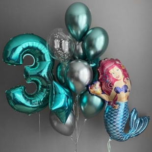 Композиция из шаров "Русалочка - принцесса морей" фото