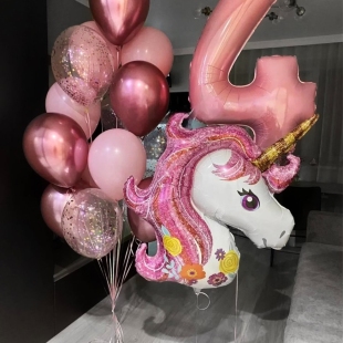 Большой набор шариков для девочки "Праздничный единорог" фото